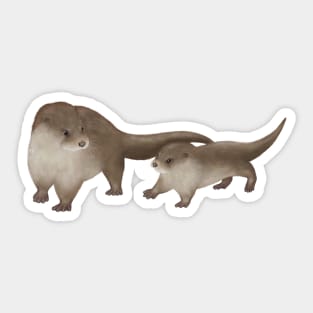 Two Eurasian Otters Sticker